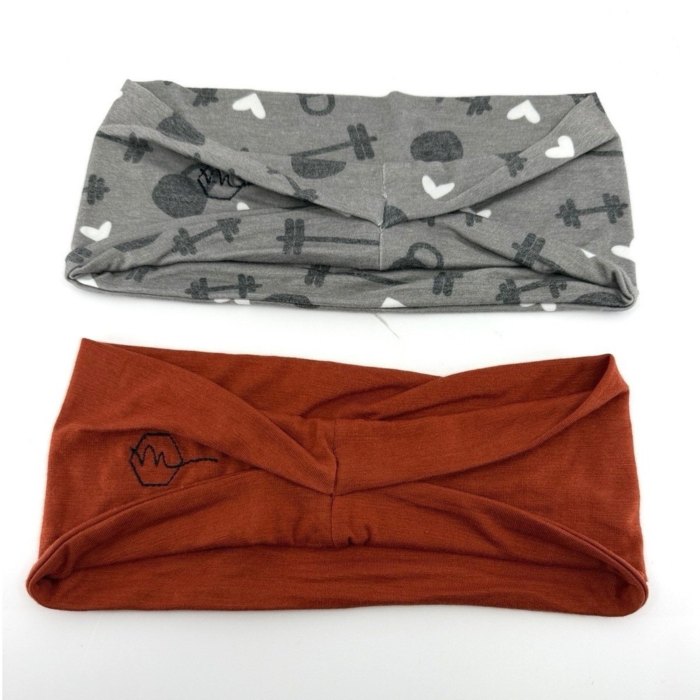 Maven Thread Women's Headbands 2 Pack Dumbbells‎ Print & Rust Twist Style New